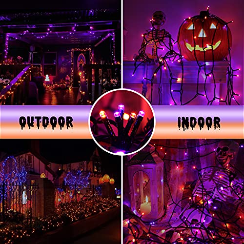 NEXVIN Halloween Deko Outdoor mit Lichterkette und Horror Sound, 20M 200LED Halloween Lichterkette Lila Orange, Memory Funktion & 6 Modi… – Ansicht 6