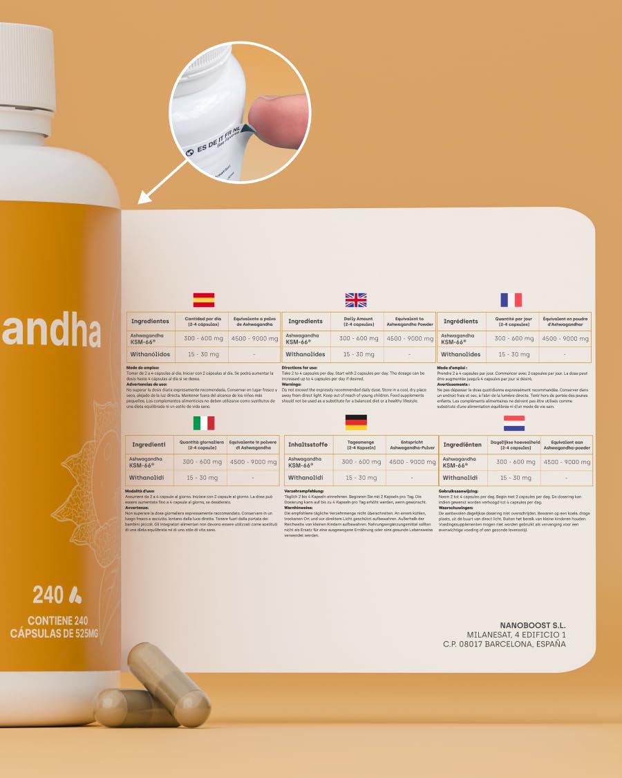 Ashwagandha KSM-66® (5% Whitanólidos) - Formato XXL, 4 Meses - 15:1 Extracto Puro Ultraconcentrado - Menos Estrés, Ansiedad, Más Energía, Sueño Reparador y Regulador de Cortisol