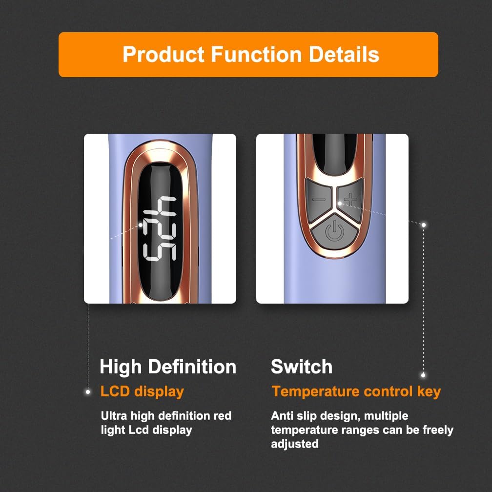 JINRI Hair Iron, Hair Brush, Pumped-Up Volume, Adjustable Temp, 360 ° Tail Rotation, Lasting Volume, for Short Or Thin Hair, Dual Voltage (100-240V), Volumizing Hair Iron, Blue, 1.38 inch