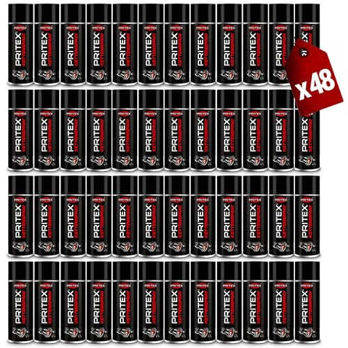 PRITEX – Kettenspray 48 x 400 ml für Motorrad & Fahrrad – Kettenfett bietet hohen Schutz vor Reibung, Verschleiß & Korrosion – Schmiermittel Spray mit sehr guter Haftung & Schmierleistung – Kettenöl