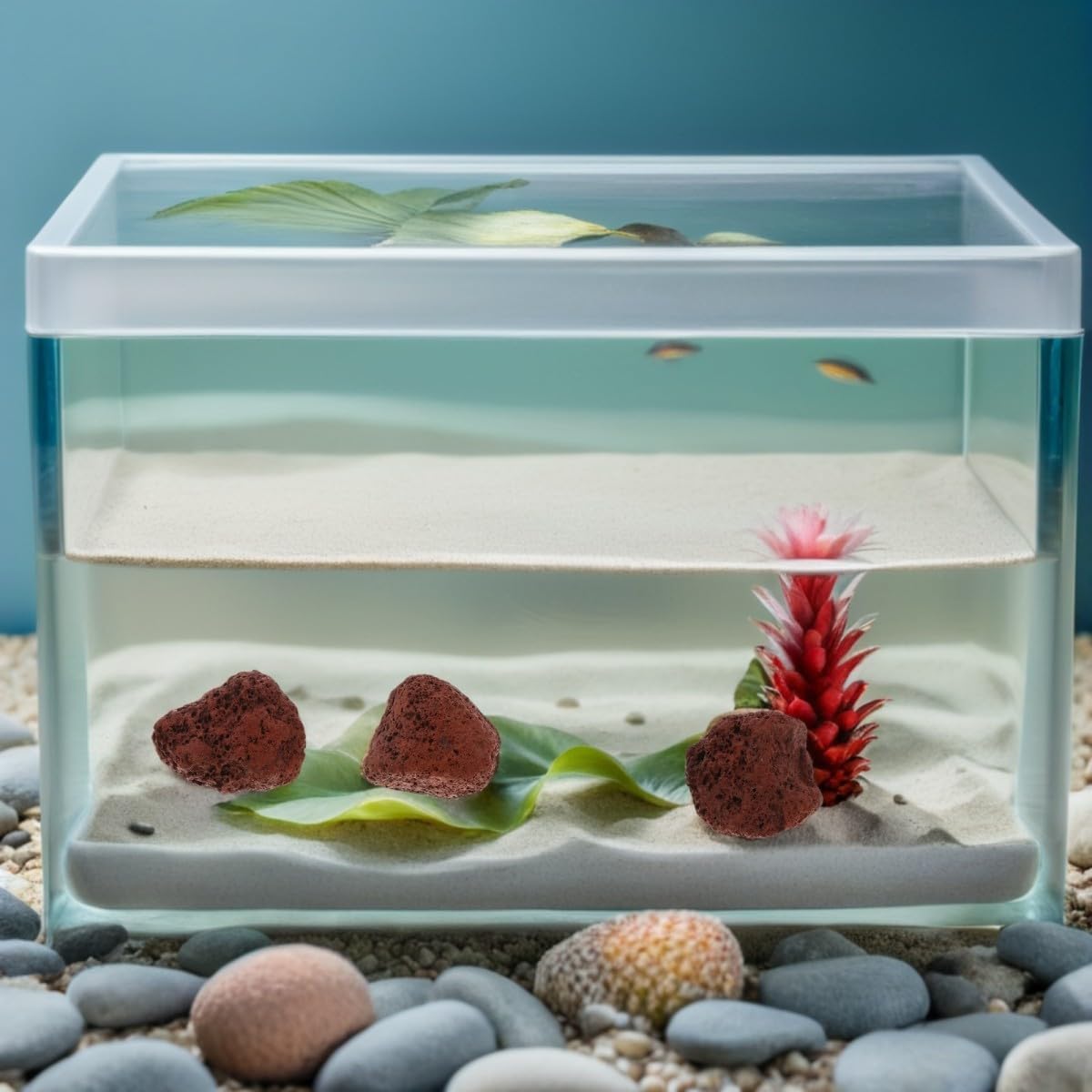 Sable de Fond en Pierre Gravier 1,5kg Issue de Volcan pour Aquarium, Décor Stable et Non Soluble pour Aquascaping et Poissons Betta