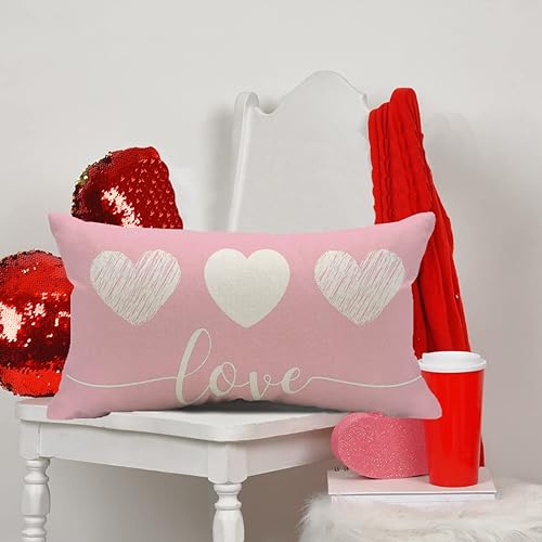 Miniatura 9 de Kithomer Funda de almohada rosa Hello Sunshine para decoración de primavera y verano funda de cojín para sofá lino y poliéster 12 x 20 pulgadas rosa