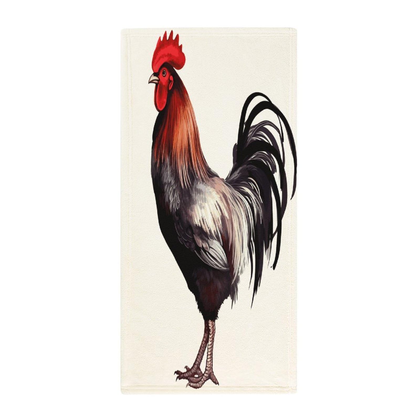 FekiLoot Rooster Hand Towels Coral Velvet Highly Absorbent Towel,Classic Luxury Printed Hand Towels Soft Hands Face Towel for Bathroom Kitchen Salon Workout 13.8 X 28.7 in