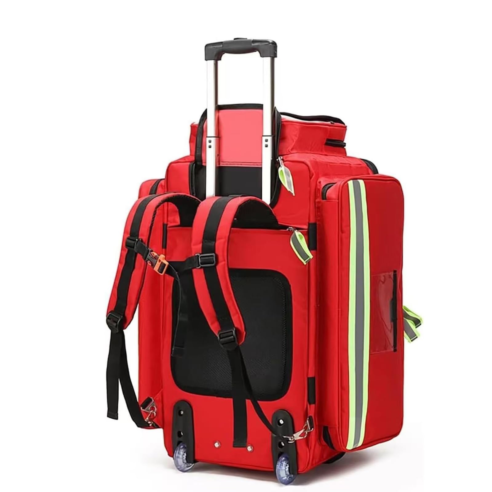 COYEUX Botiquín De Primeros Auxilios con Ruedas De Gran Capacidad, Bolso Médico Oxford 1800D con Compartimentos Personalizables Y Tiras Reflectantes para Uso Doméstico, Clínico Y De Emergencia