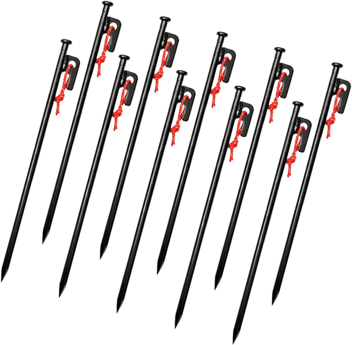 DOITOOL 10pcs Heavy Duty Camping Tent Pegs Set, 30cm Black Steel Tent Stakes with Storage Bag, Windproof Ground Anchors for Outdoor Camping and Tarp Shelter