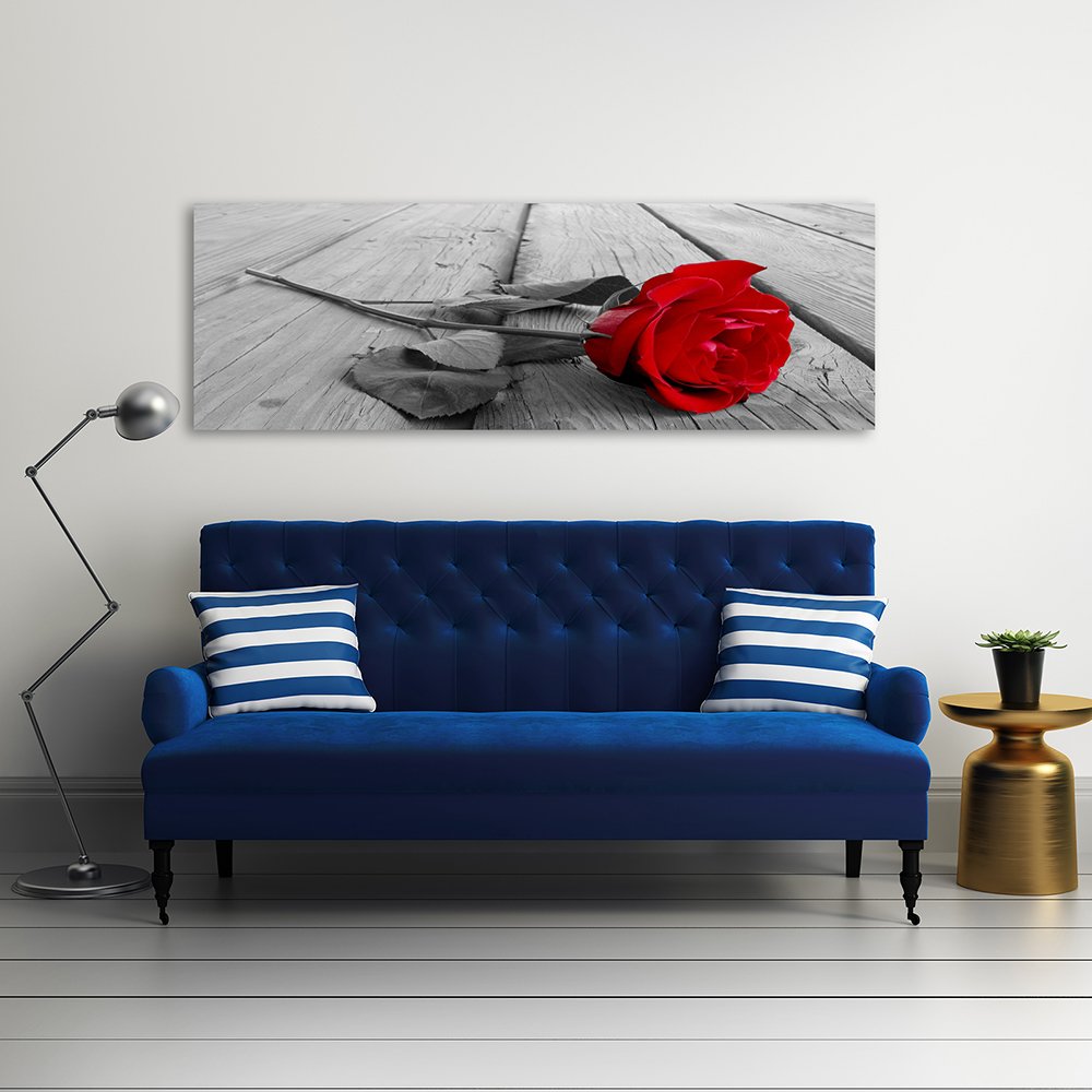 Feeby Cuadro En Lienzo Tablas Rústico Rosa 150x60 cm 1 Pieza Modernos Impresión Artística Calidad Fotografica Imagen Decoración de Pared Salon Dormitorio Cocina Oficina Pasillo Rojo Gris