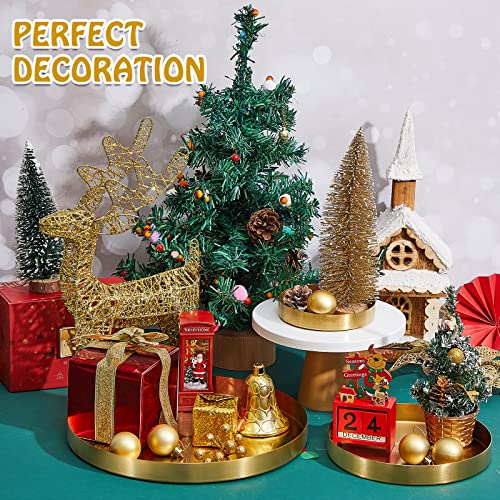 Suclain 3 Pieces Round Gold Tray Serving Perfume Candle Plate Jewelry Organizer Stainless Steel Decorative For Makeup Keys Centerpieces Vanity Bathroom Storage, 5 ' 8' 12 ', Copper #TOP4