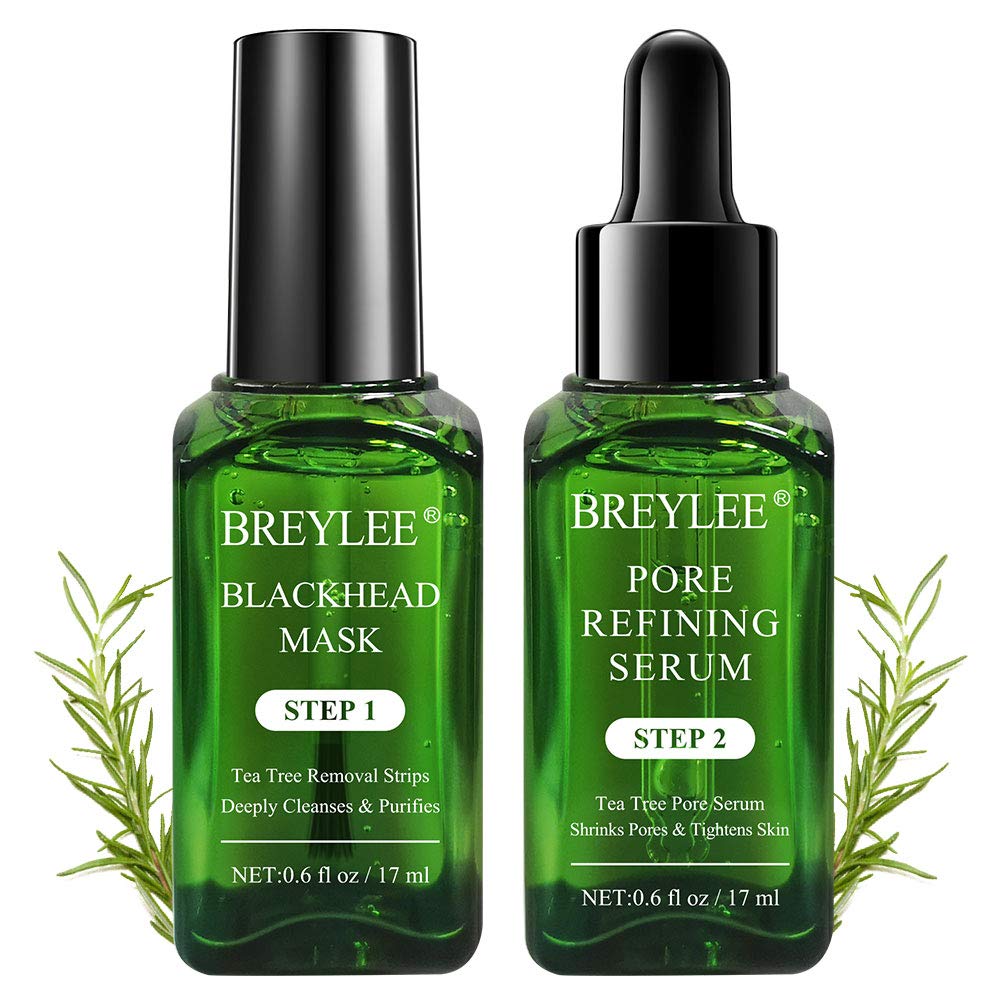 BREYLEE 3 in 1 Blackhead Removing Kit,Blackhead Remover, Tea Tree Oil Blackhead Remover Mask Kit, Blackhead Solution Kit Nose Strips Pore Strips Peeling Mask Set : Beauty & Personal Care