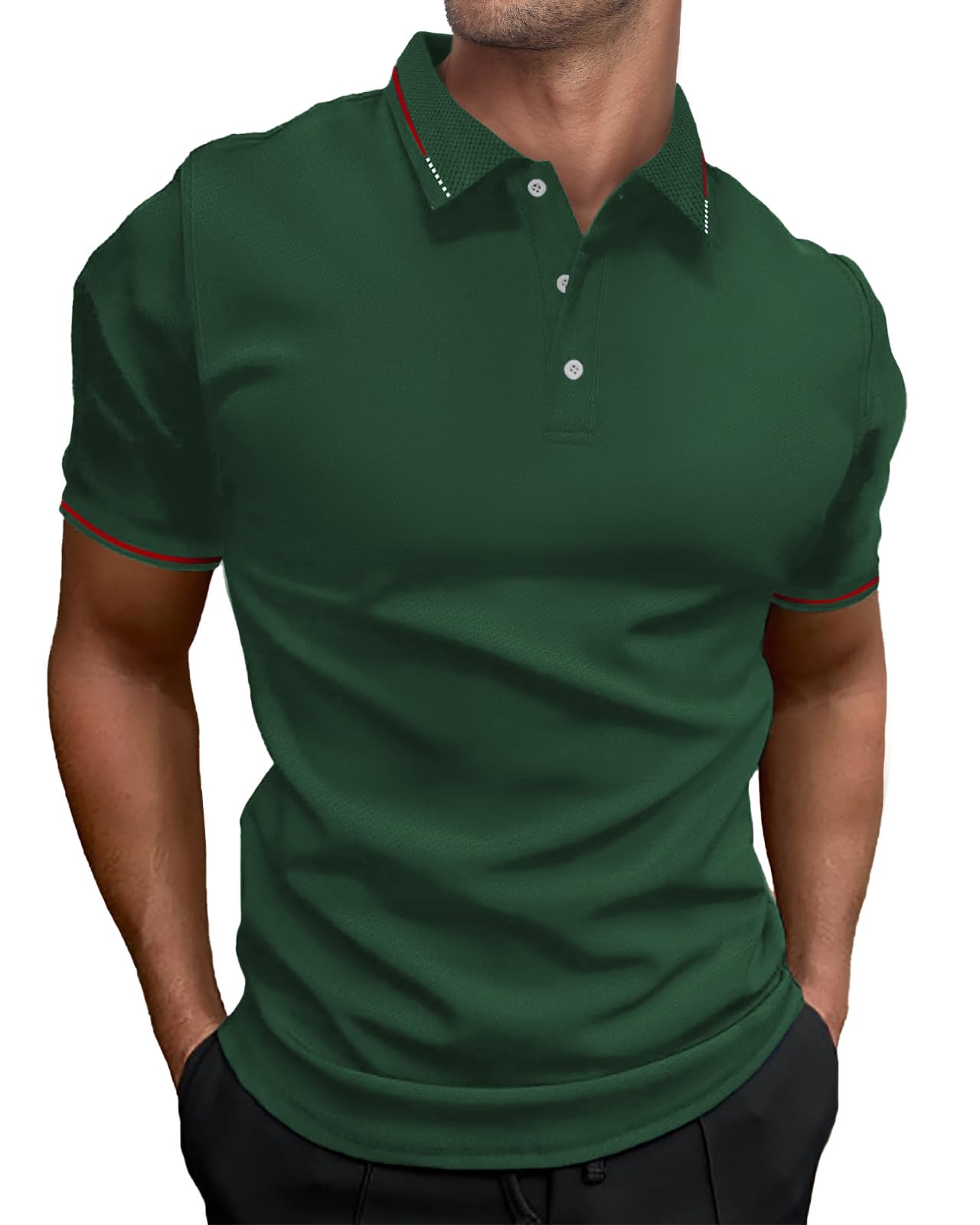HMIYA Herren Poloshirt-Kontrast Kurzarm Polohemd Male Polo Klassisches