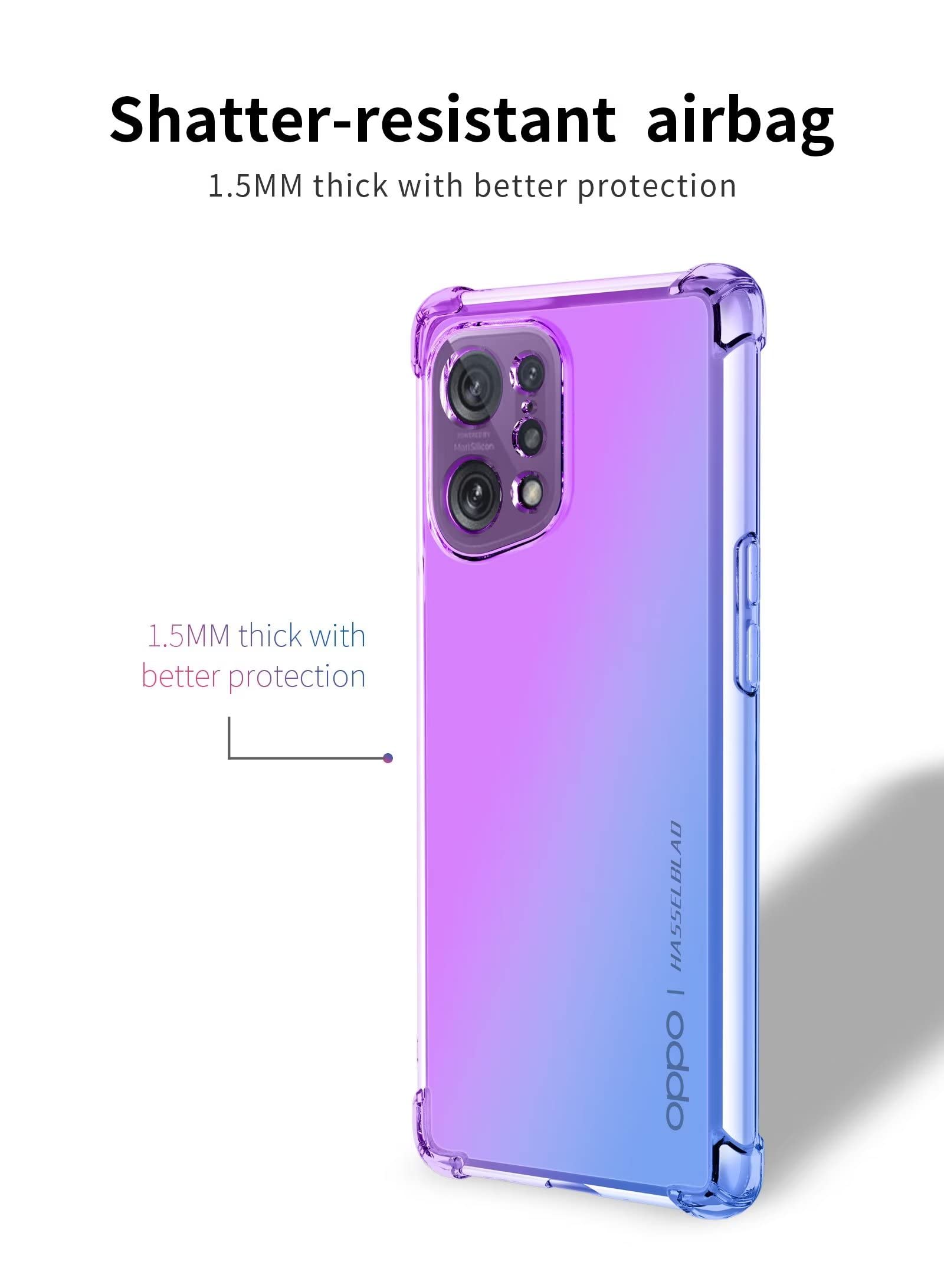 MAOGE Trasparente Cover per Oppo Find X5 PRO 5G, Ultra Sottile ed Elegante AntiGraffio Antiurto Anti Scivolo Plastica Dura PC + TPU Silicone Bumper Custodia, Nero