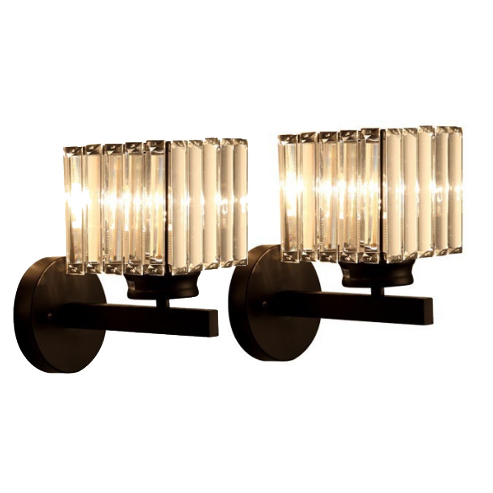 FZQSXAZU 2 Pack Modern Crystal Gold Wall Light Sconce,E27 Lamp,Wall Lighting Fixtures for Bedside Bedroom Living Room(Color:Black Square)