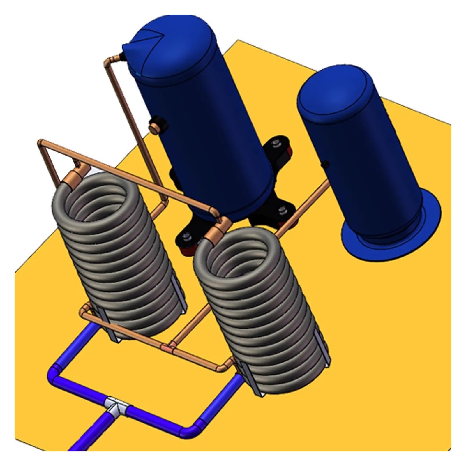 Intercambiador de calor, las bobinas o intercambiador de calor coaxial funcionan de manera muy eficaz como condensadores de refrigerante en calentadores de agua con bomba de calor o en los