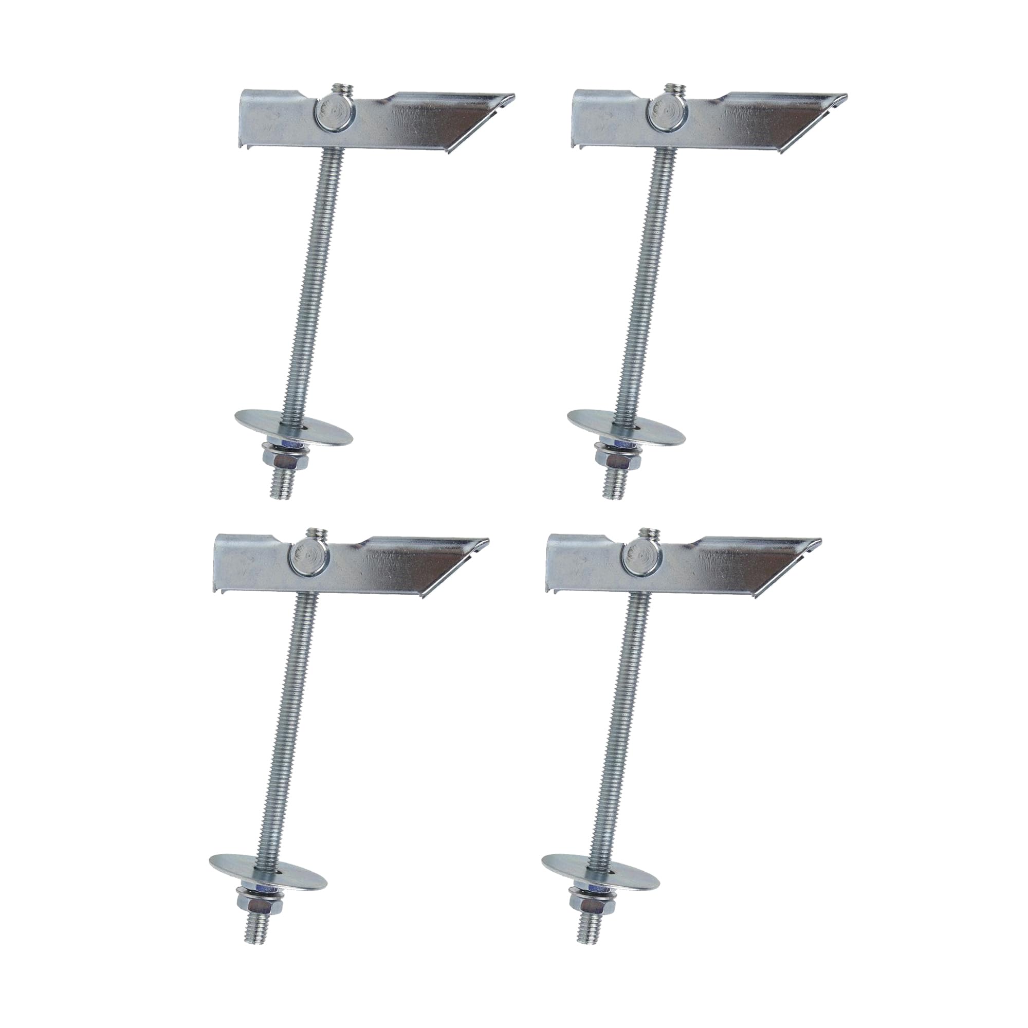 Doja Barcelona Silver Toggle Wing Bolts M6 - Pack 4 - Plasterboard Toggle Bolts For Hollow Walls And Ceilings, Drywall Snap Toggle Wing Spring, Anchors For Fixing Wall Fans, Wing Nut Toggle Anchors