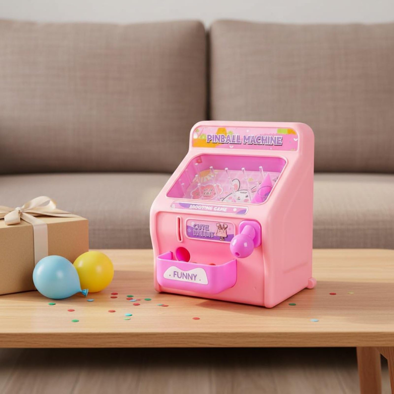 Milageto Juego de para Niños Máquina Pinball Juego de de con Resorte Mini Arcade con Luces LED y Sonidos Plástico Desarrolla Coordinación y Motricidad Fina, Rosa Conejo