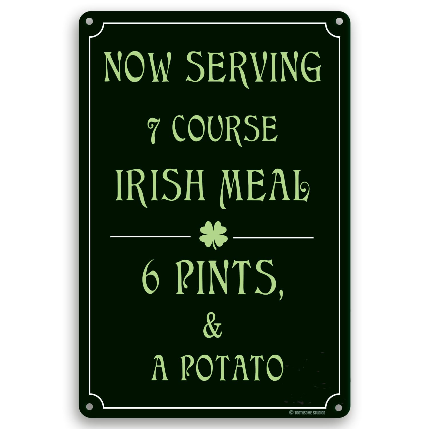 7 Course Irish Meal 12" x 8" Funny Tin Metal Sign Pub Bar Man Cave Decor Tavern Brew Pub Plaque
