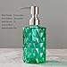 Easy Tang Glass Soap Dispenser Bathroom Kitchen 12 Oz Crystal Design with Silver Pump, Refillable Liquid Soap Dispenser (Green)