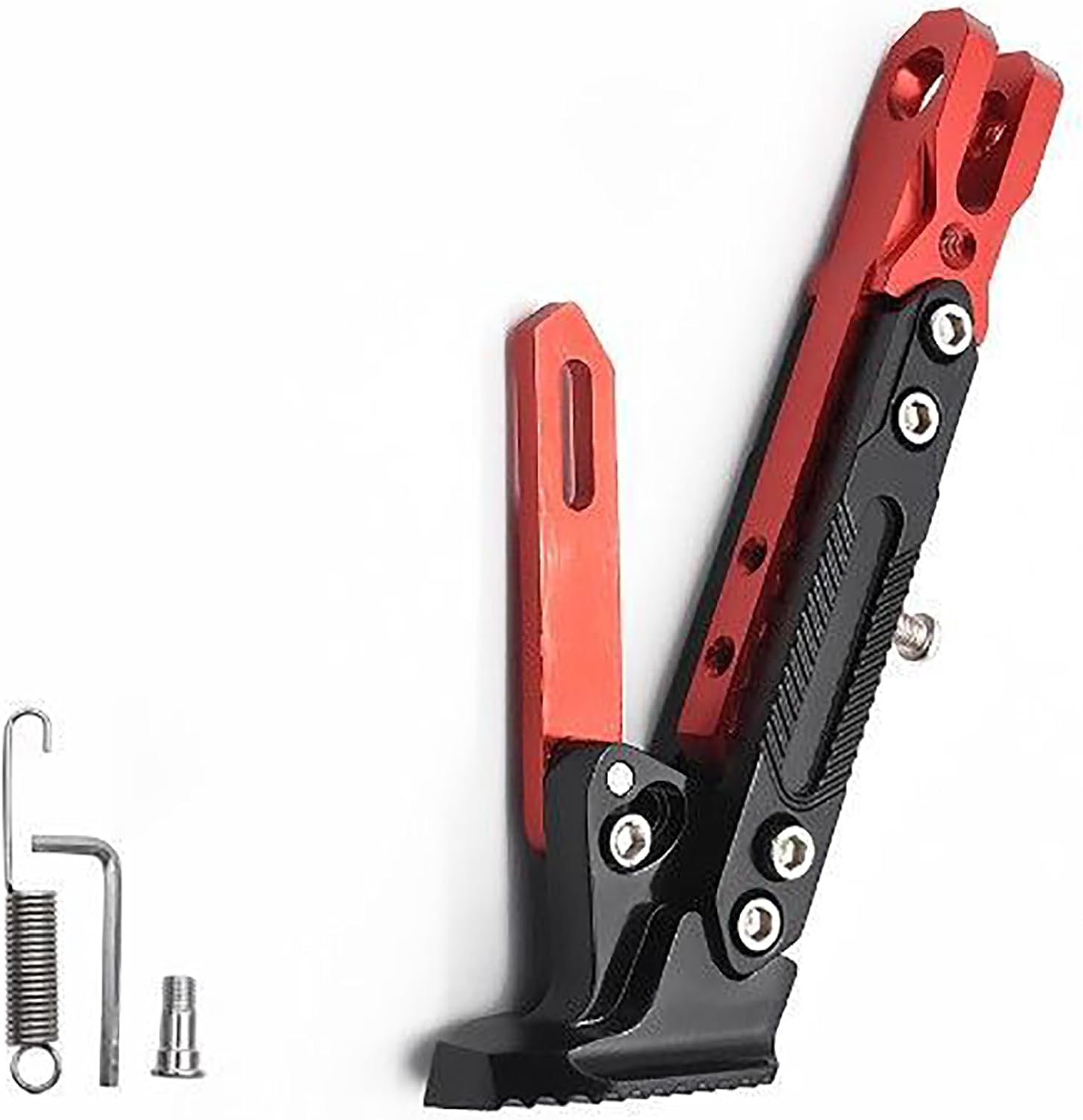Motorcycle Adjustable Kickstand for BMW RnineT, Aluminum Side Stand Folding Retractable Support Leg, Motorbike Support Parking Tripod Support Stand,A Red