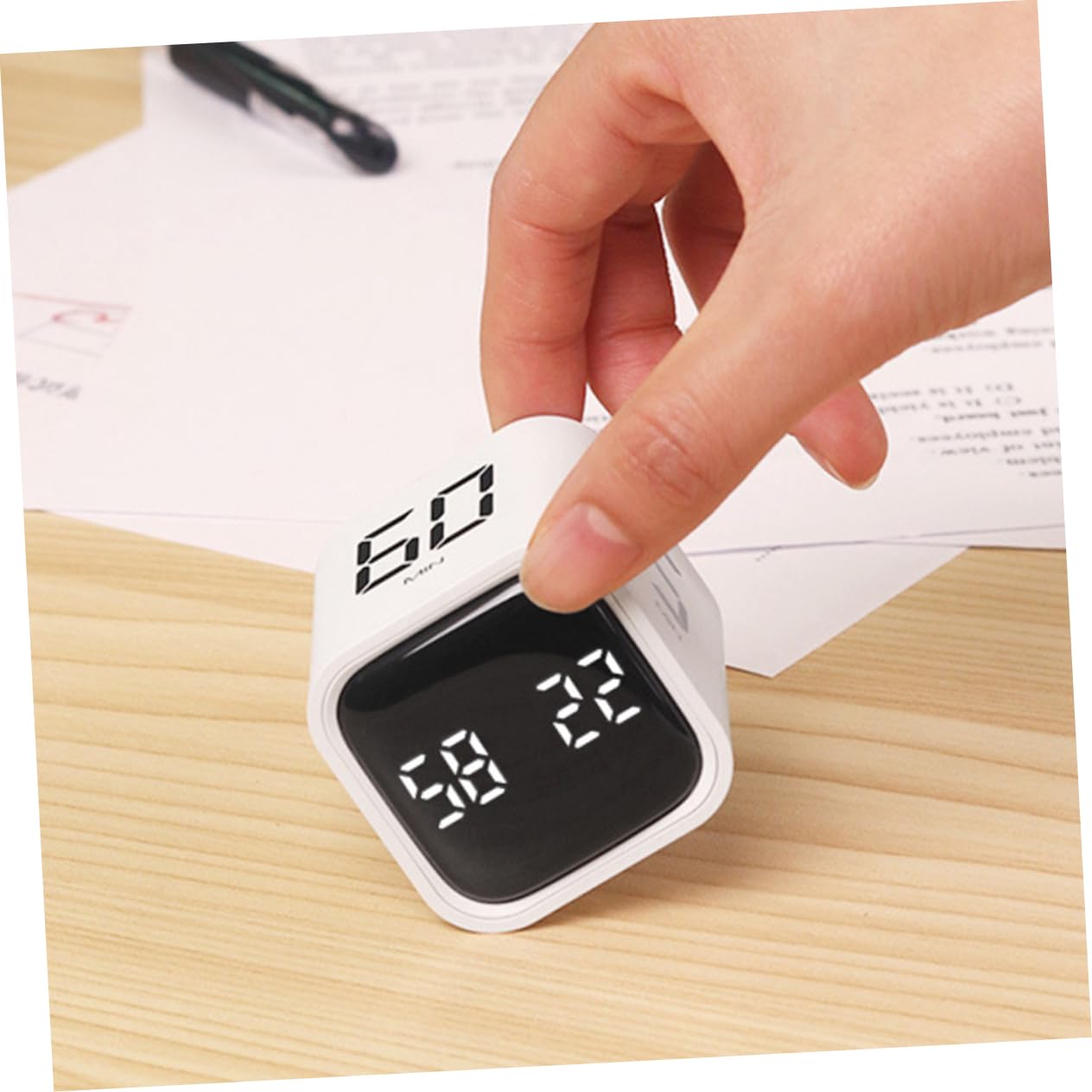 Temporizador de Cocina Visual Portátil de Plástico Abs Blanco | Capacidad 500mah, Uso en Cocina y Cocción, Diseño de Cubo Compacto para Mesa y Encimera