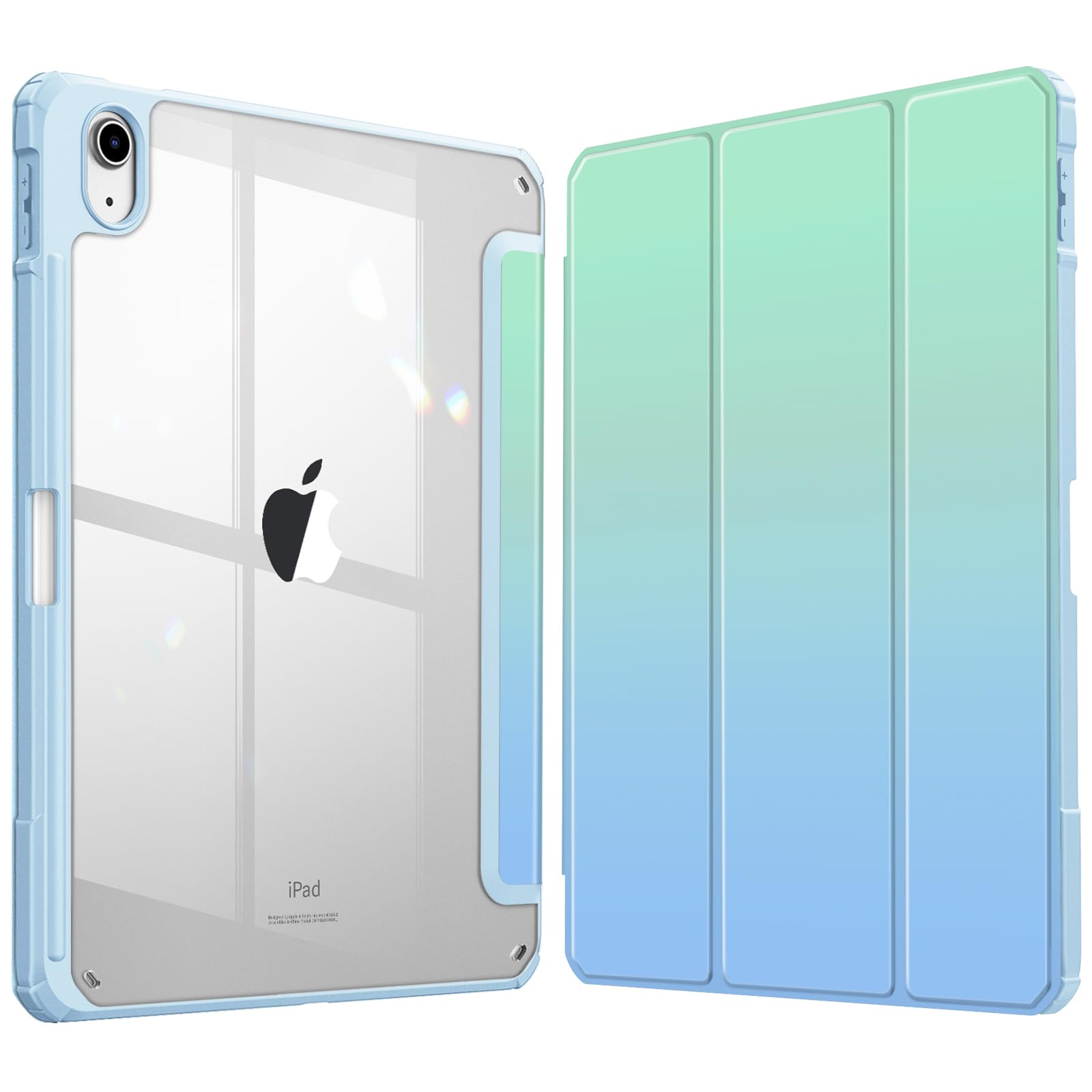 Fintie Hybrid Slim Case for iPad (A16) 11th Generation 11 Inch (2025), iPad 10th Generation 10.9 Inch (2022) - Shockproof Cover with Clear Transparent Back Shell & Pencil Holder, Seaside Ombre