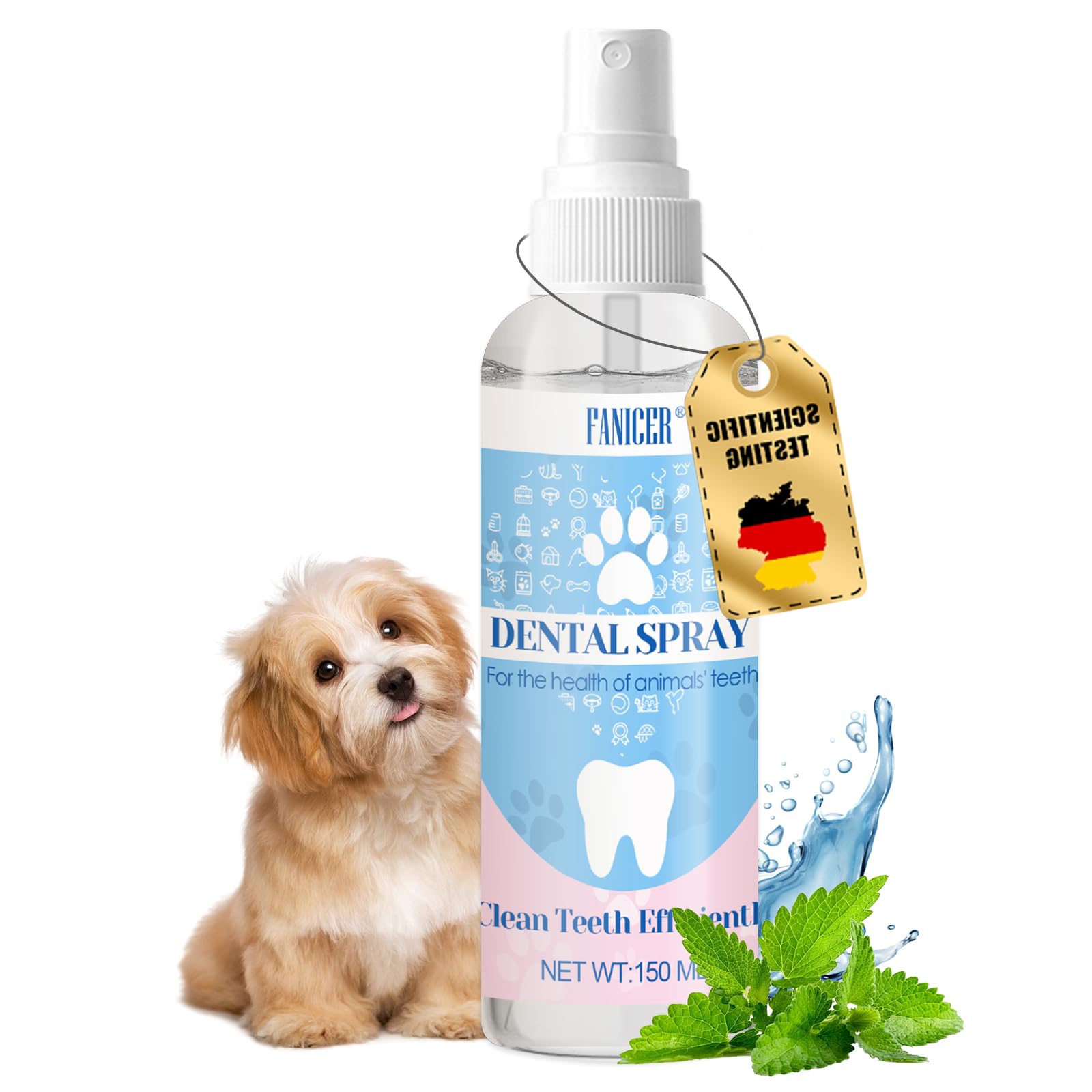 150 ml Dentifricio spray per cani, spray alito cane, rimuove il tartaro naturale per cani e gatti, Combatte Alito cattivo cane e alitosi