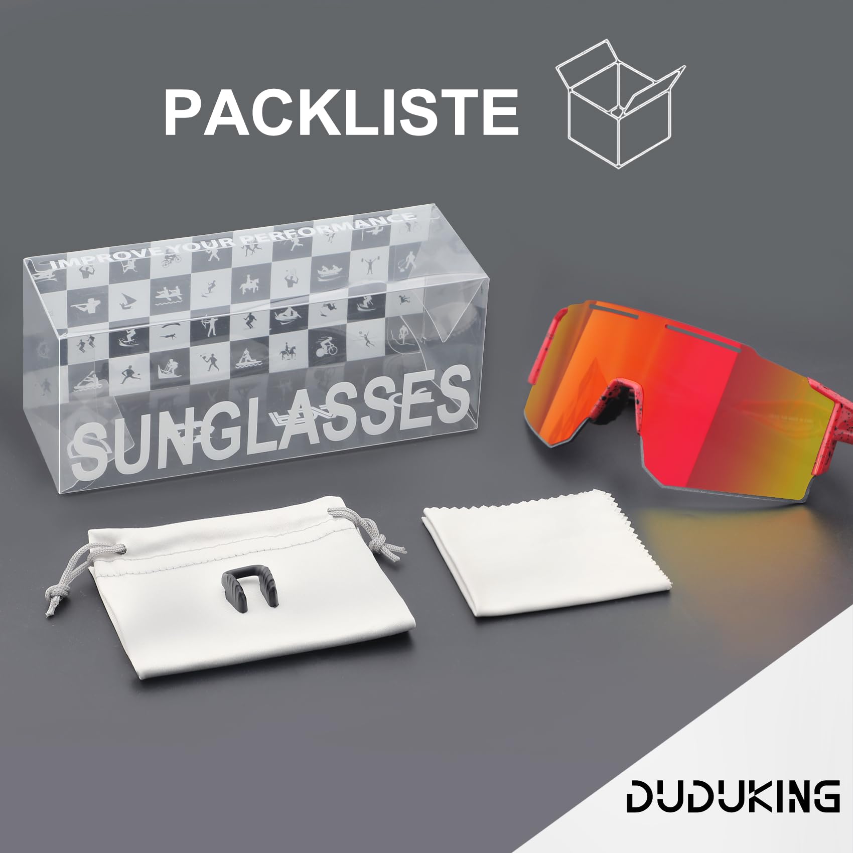 DUDUKING Gafas de sol deportivas para hombre y mujer, para deportes al aire libre, ciclismo, correr, golf, protección UV 400