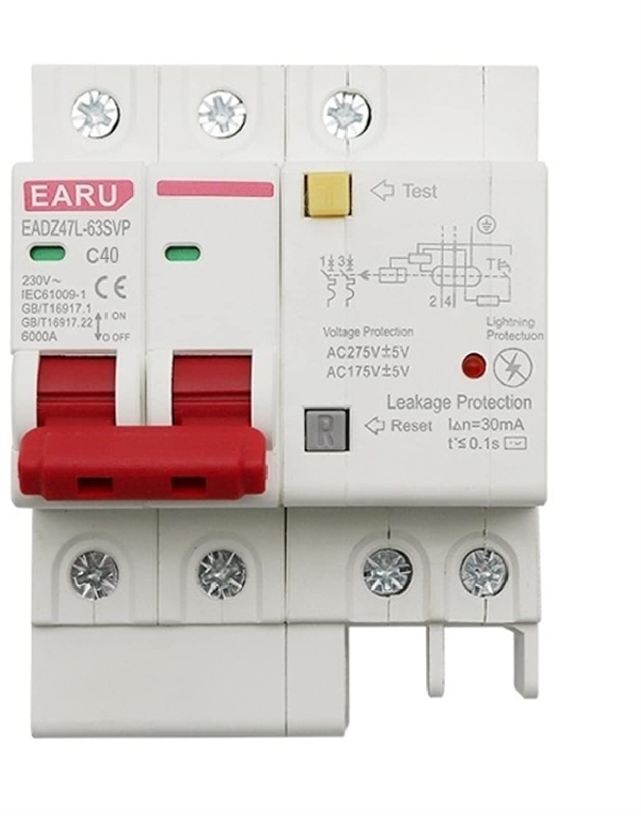 VSPPJYFG 25pcs 40A 2P SPD Residual Current Circuit Breaker with Overload Overvoltage RCBO RCCB with Lightning Protection MCB Leakage Protector
