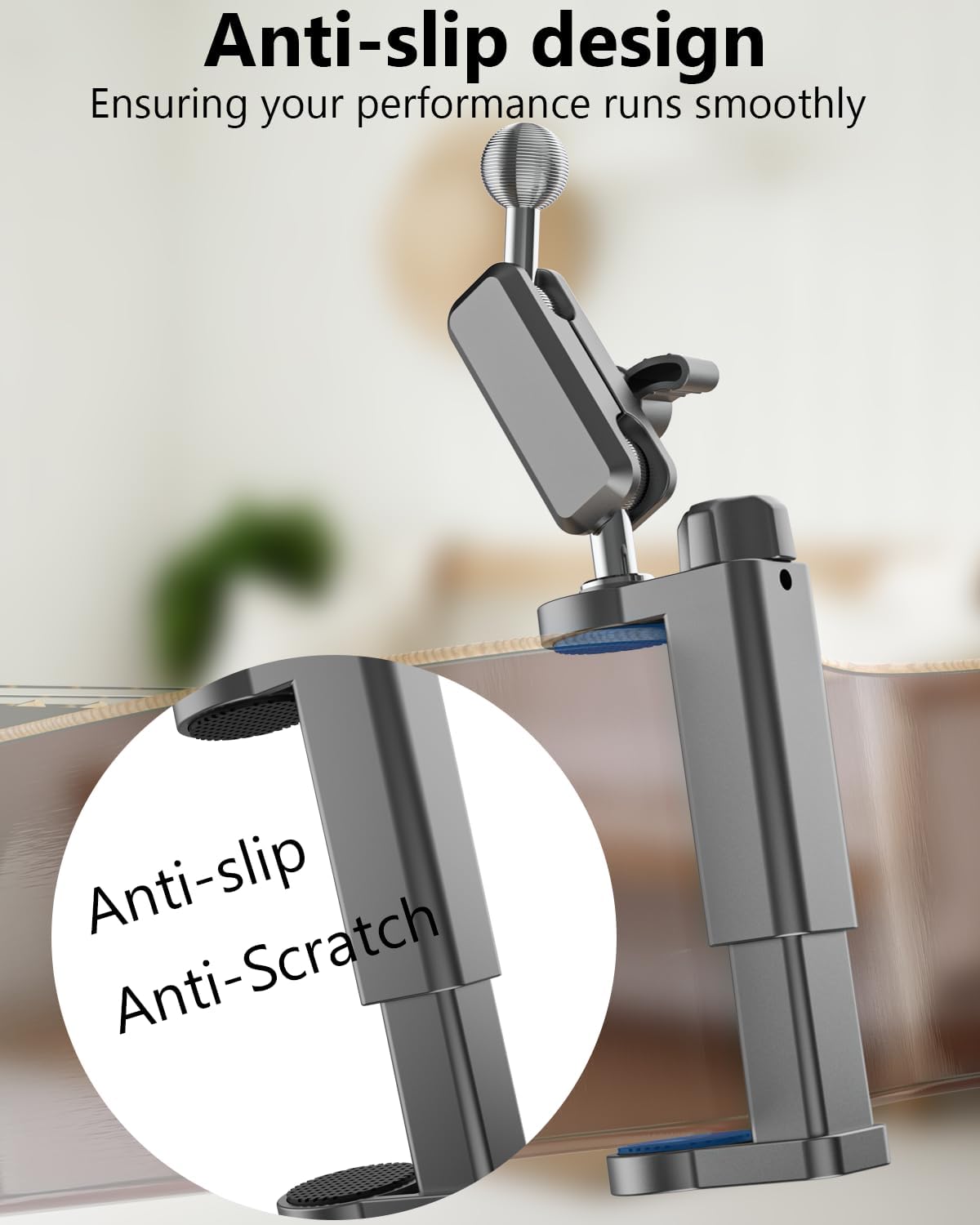 Charchendo Short Metal Arm Guitar Phone Mount - Side Clip for 2.36"-4.13" Guitar Edge, for Hands-Free Practice & Recording, Fit 17 16 15 14 13 12 Pro Plus Max Mini and 4-7" Phones with Thick Cases
