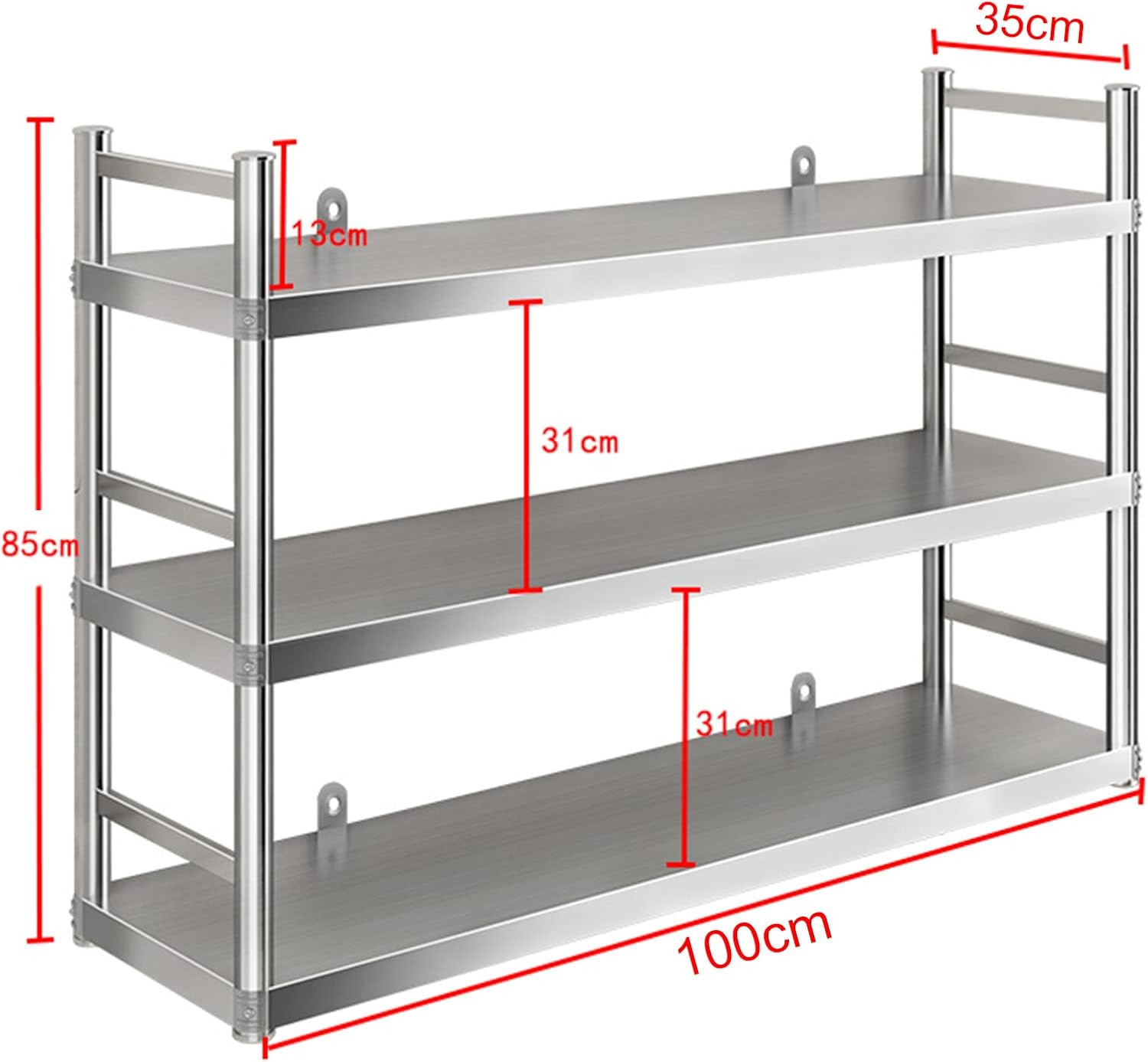Stainless Steel Kitchen Wall Shelf Organizer Rack for Oven Microwave Bathroom Shower Storage Multifunctional Shelving Unit for Kitchenware and Catering Essentials 4