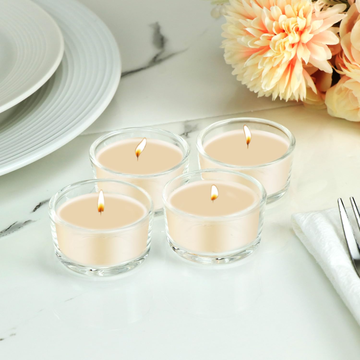 QWORK 15 Pièces Porte-Bougies en Verre Chauffe Bougie 4,5 cm pour Mariages