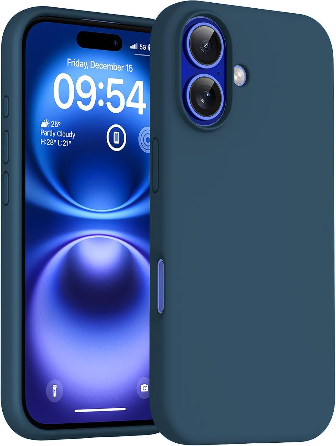 DIZORO Compatible for iPhone 16 Plus Case 6.7, Slim Liquid Silicone 3 Layers Full Covered Soft Gel Rubber Phone Case Protective Cover 6.7 Inch - Cosmos Blue