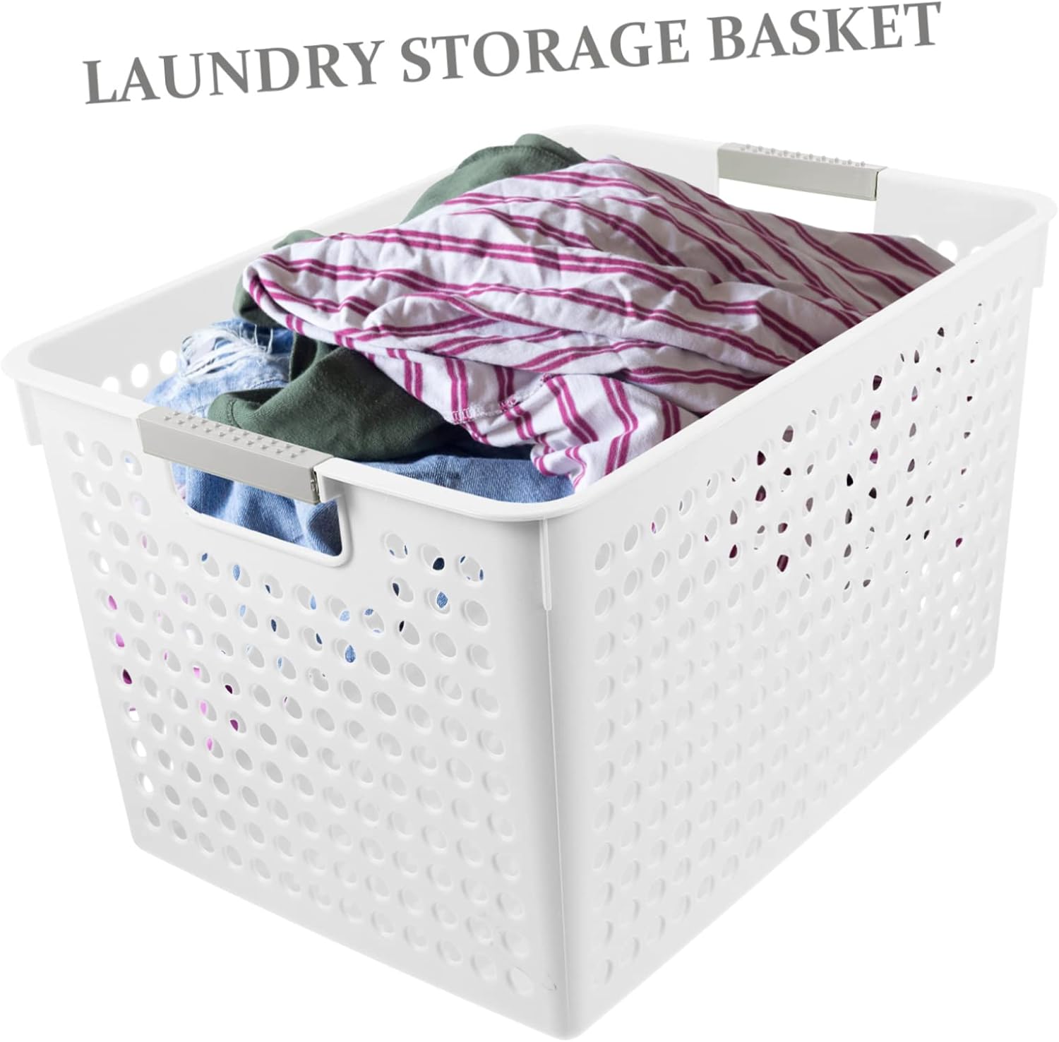 Large Plastic Laundry Basket with Handles Clothes Hamper for Home and Nursery Storage Smooth Surface Storage Bin for Dirty Clothes and Laundry Supplies Portable Organizer for