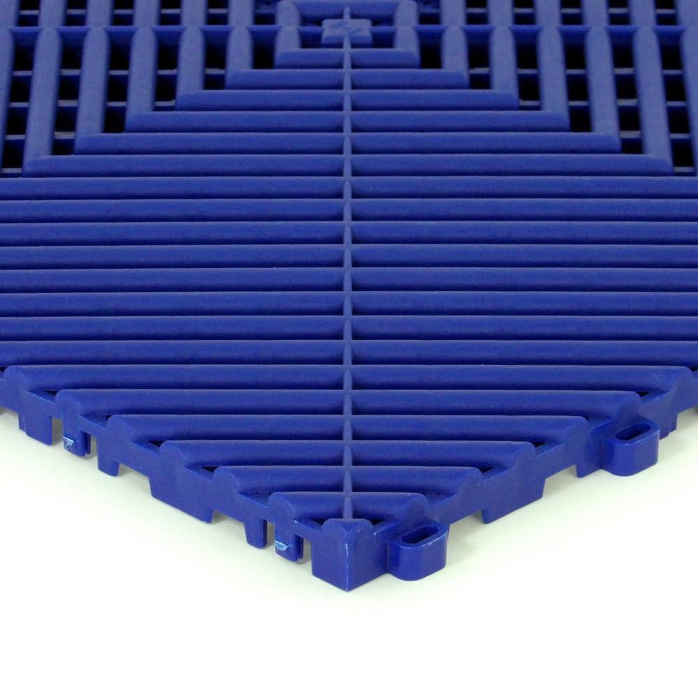 Lot de 25 dalles de sol clipsables - BLEU FONCE - (4m²) pour garage, cellier, atelier, abris de jardin. Effet Damier 40x40cm, ép.1,8cm, Marque CLIC & dalle, série CLASSIC, Intérieur-Extérieur.