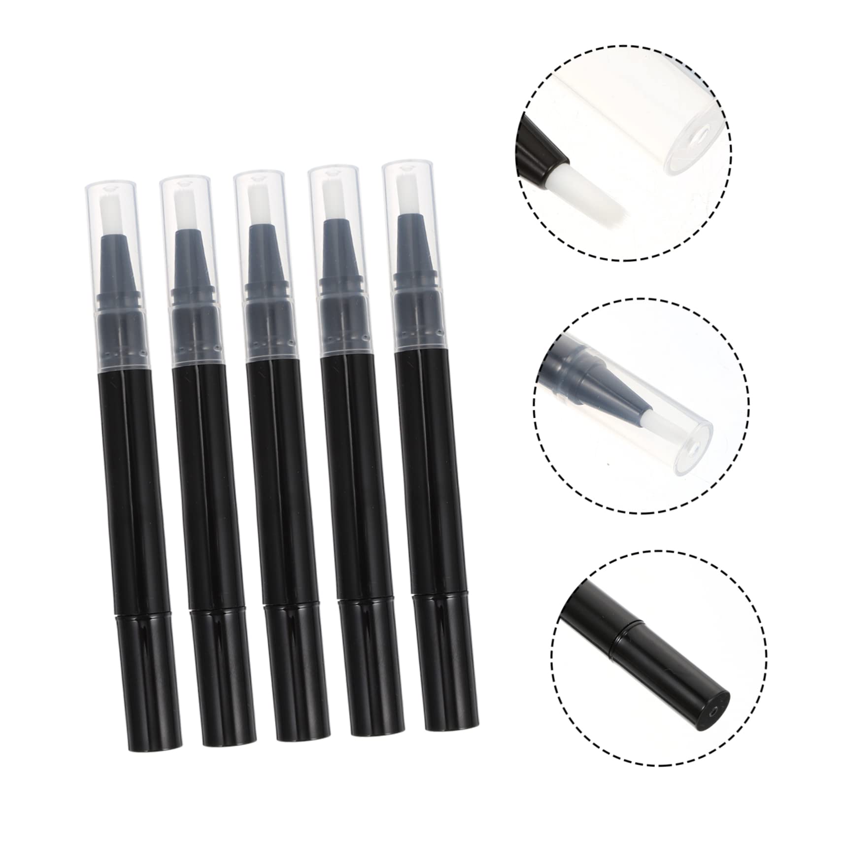 30 Stk Drehstift für Nagellack klarer Lipgloss Kosmetikbehälter mit Pinselspitze nagellack aufbewahrung nail polish set drehender Stift leerer Lippen-Make-up-Stift Plastik Black