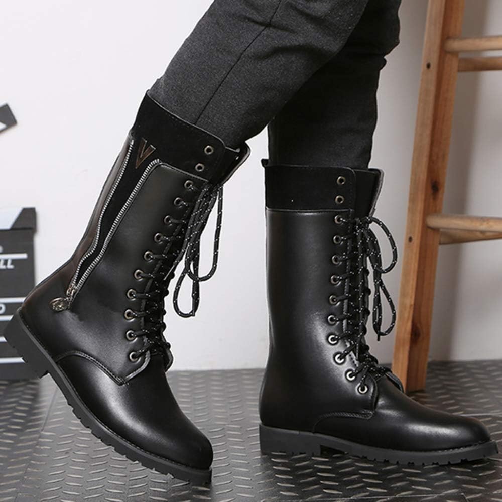 MERRYHE Mens Combat Boots Vintage Mid 