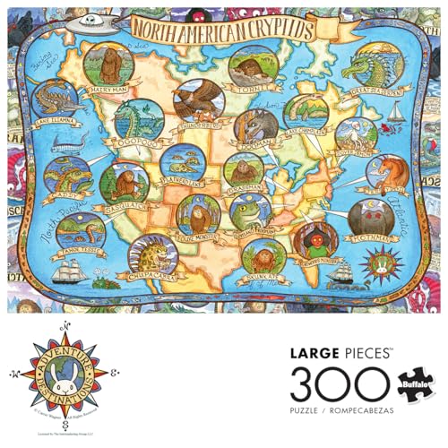 Rompecabezas Buffalo Games - Criptidos de Norteamérica, 300 piezas grandes para adultos | Arte de Carrie Wagner, fabricado en EE.UU., piezas de fácil agarre, cartón reciclado, tamaño: 21 x 15 pulgadas, incluye póster, arte enmarcable, ideal como regalo miniatura 3