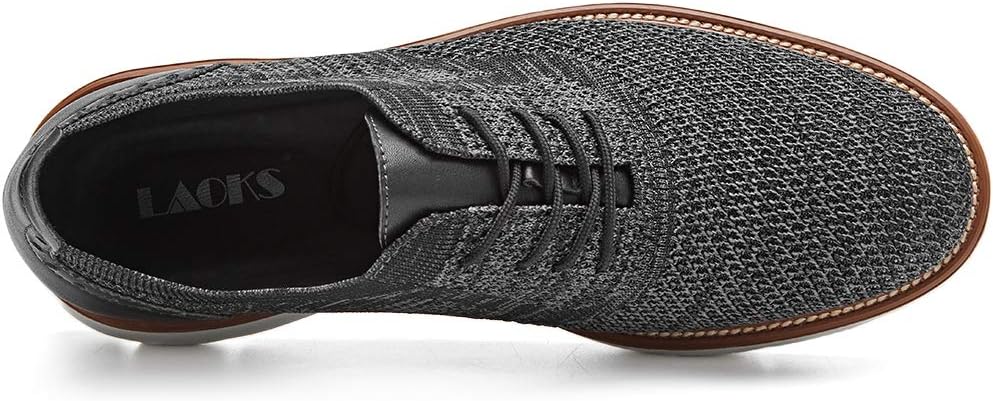 Mens Mesh Sneakers, Lightweight Breathable Walking Shoes, Stitchlite Oxford, Black and Grey, 10.5 US