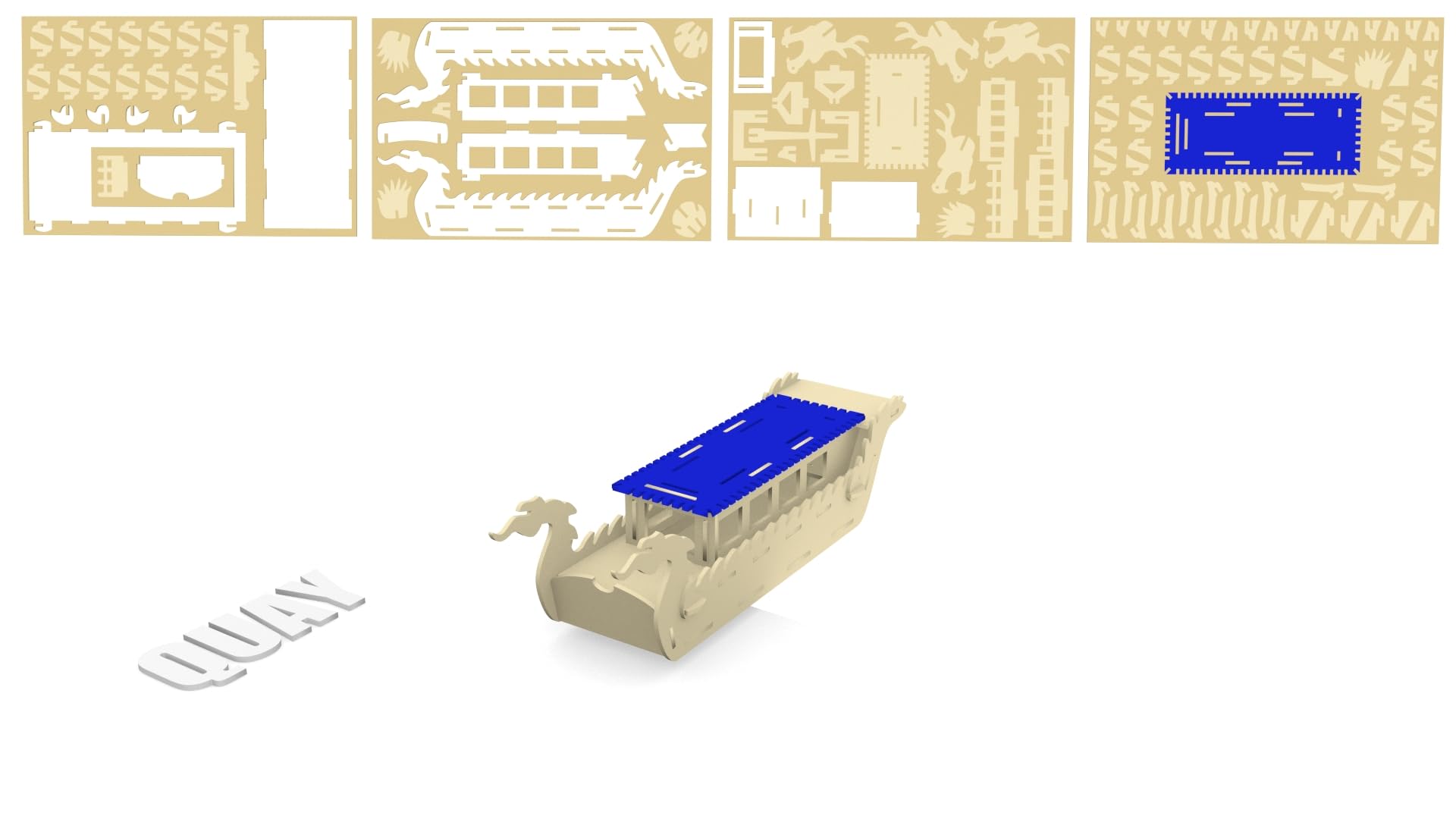 Quay Drago Kit Di Costruzione In Legno – Drago, Modello 3D, FSC, 27x59x14 Cm, Da Assemblaggio