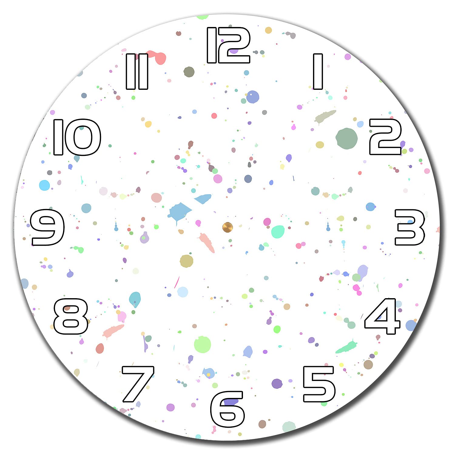 Horloge en verre murale cuisine salon ronde 30cm motif peinture moderne