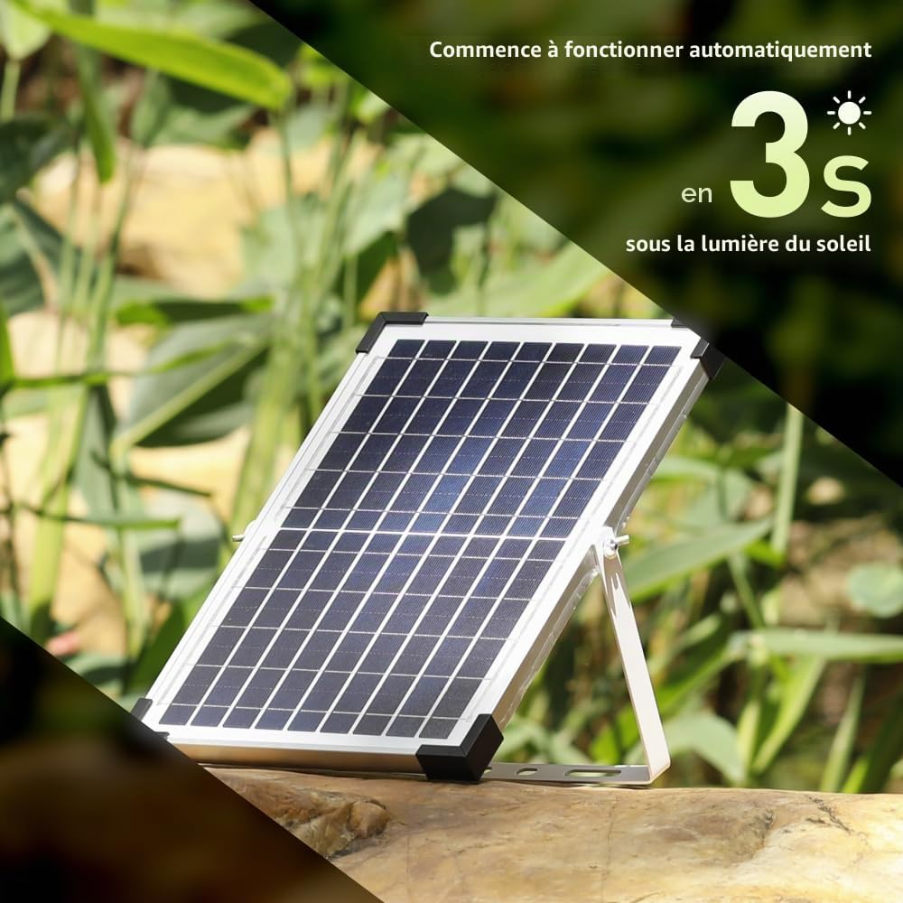 Pompe de Fontaine Solaire 9V/10W 300L/h, Pompe à Eau Solaire, avec Grand Panneau Solaire et 3 Buses, Circulation de l'Eau de l'Oxygène, pour Bain d'Oiseaux/Aquarium/Etang/Jardin