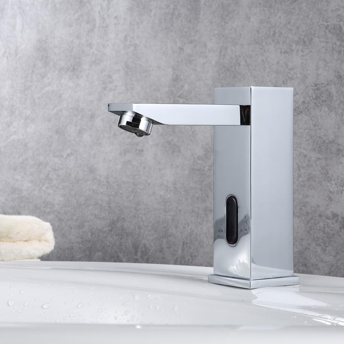 Grifo de Baño Sin Contacto, para Lavabo, Inodoro, con Sensor de Movimiento Infrarrojo, Grifo Cuadrado Automático Inteligente para Montaje en Cubierta.
