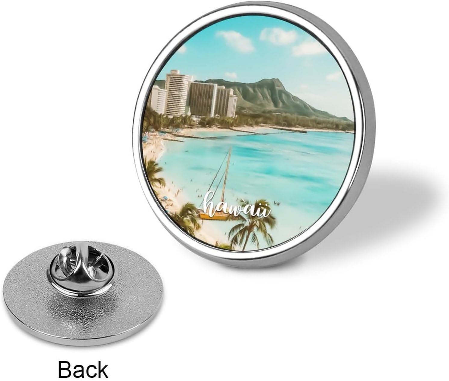 Hawaii Landscape Enamel Pins Sets Hometown Cityscape Lapel Pin New City Skyscrapers Button Pins Modern National Park City Souvenir Pin Set For Women Men Girls Kids Gift Housewarming Gift