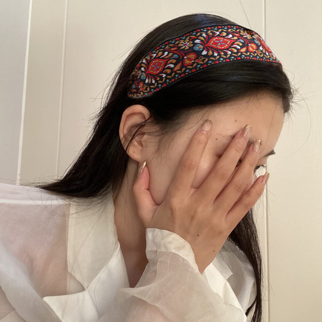 Vintage Headband Wide Embroidery Hair Band Retro Ethnic Style Headdress for Women Girl Beauty : Beauty & Personal Care