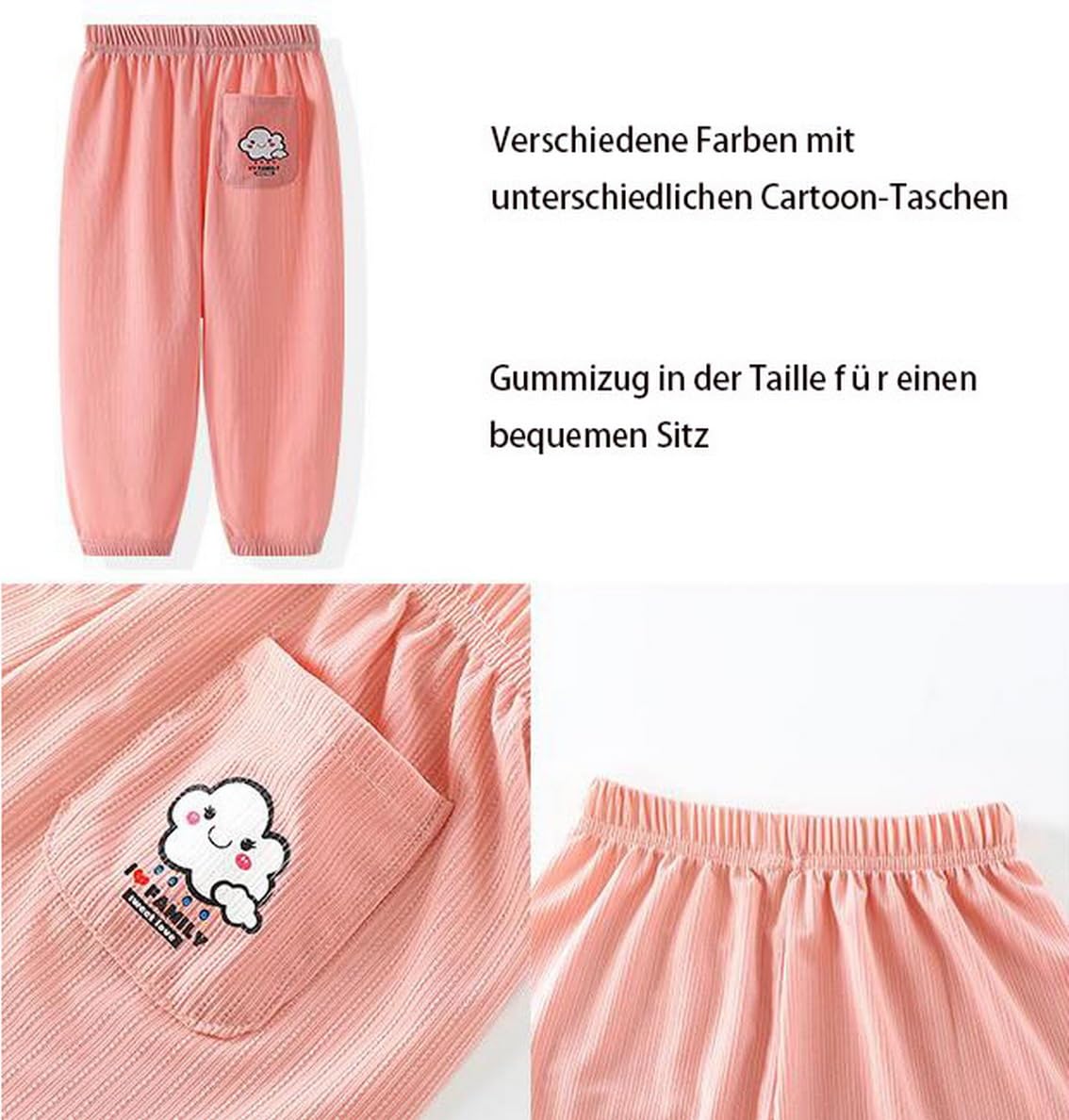 3 Pacchetti di Pantaloni Lunghi Leggeri per Bambini con Strisce Verticali Taglia 74/80-122/128 Cotone Bloomers Harem Pants Ragazzi Ragazze Pantaloni Estate