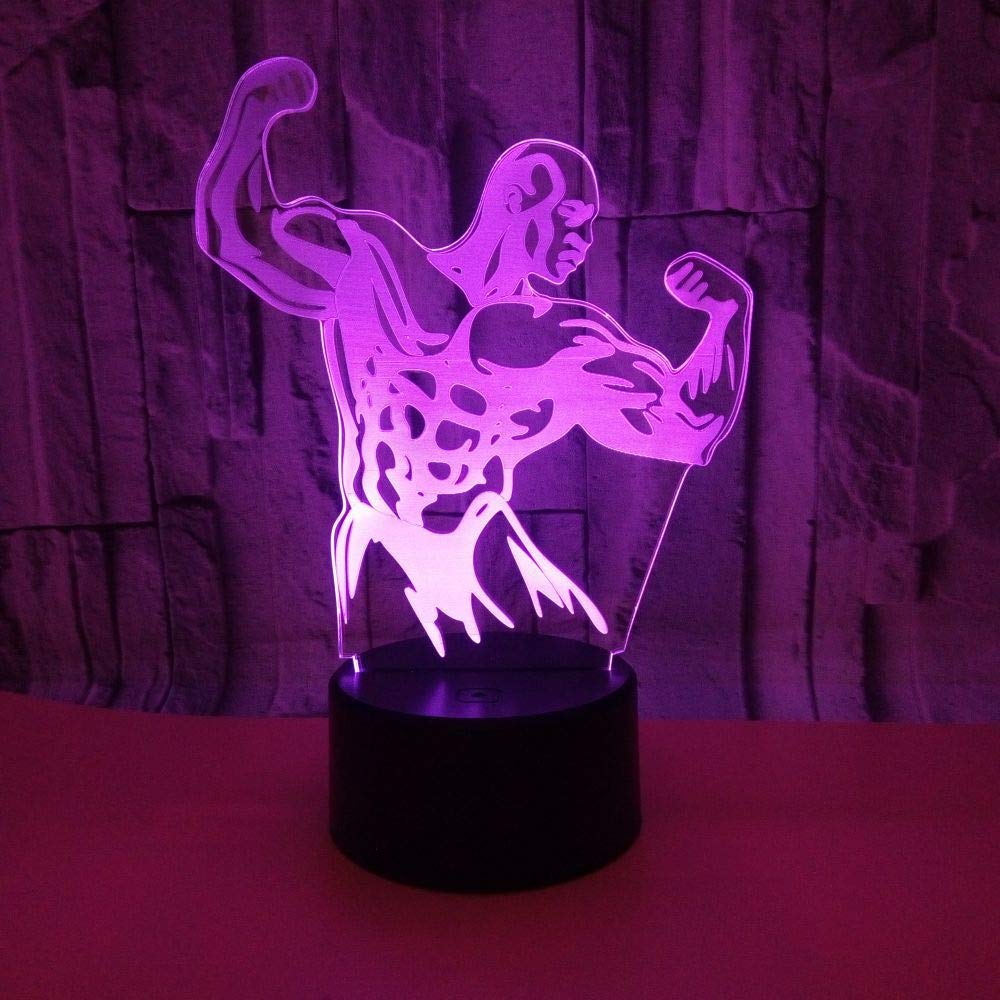 3D Fitness Lampe USB - 7 Farben, Optische Illusion, LED Nachtlicht Fürs Schlafzimmer