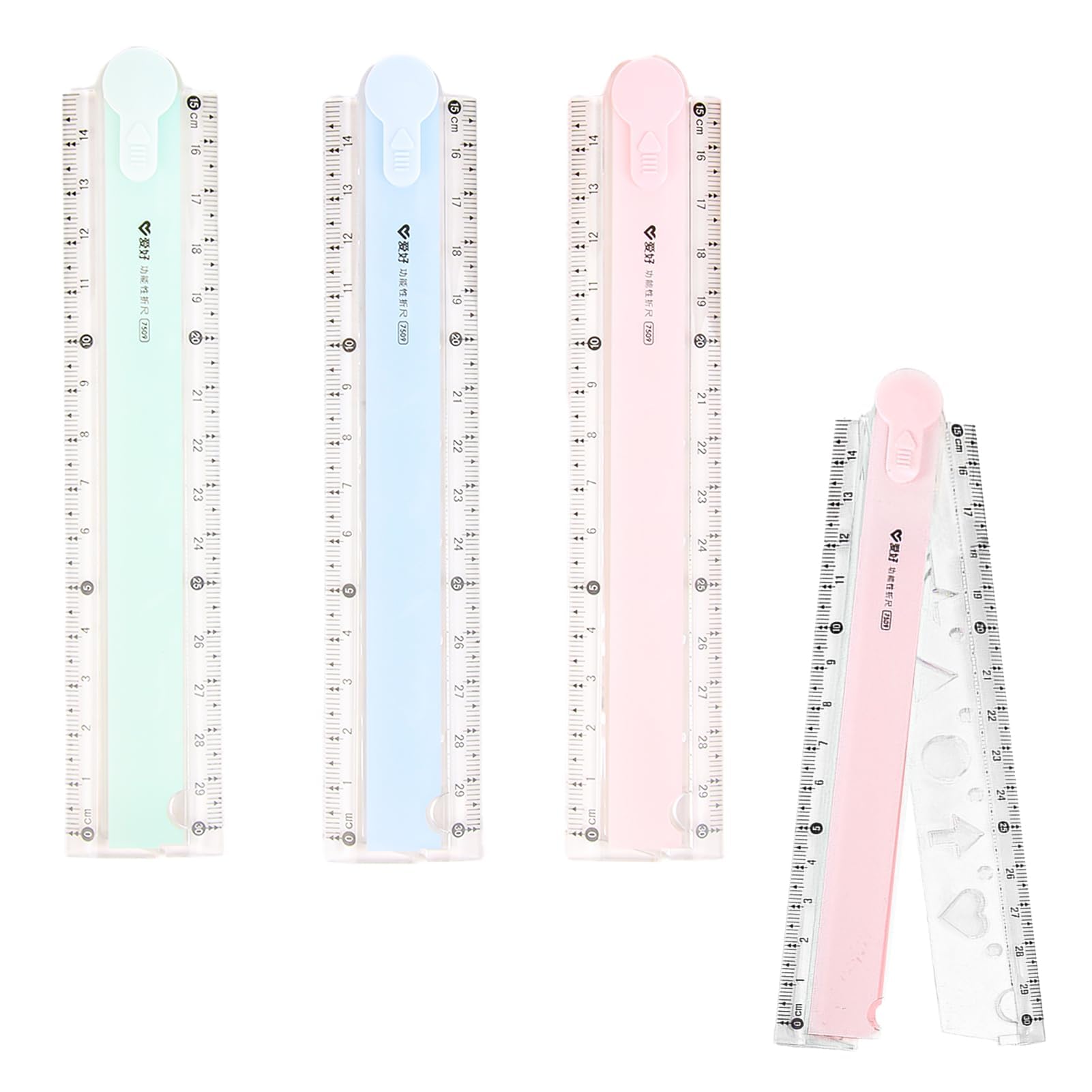 Set de 3 Reglas Plegables de 30 cm, Material Plástico Flexible y Duradero, Multicolor para Uso Escolar y de Oficina, Diseño Ergonómico y Portátil