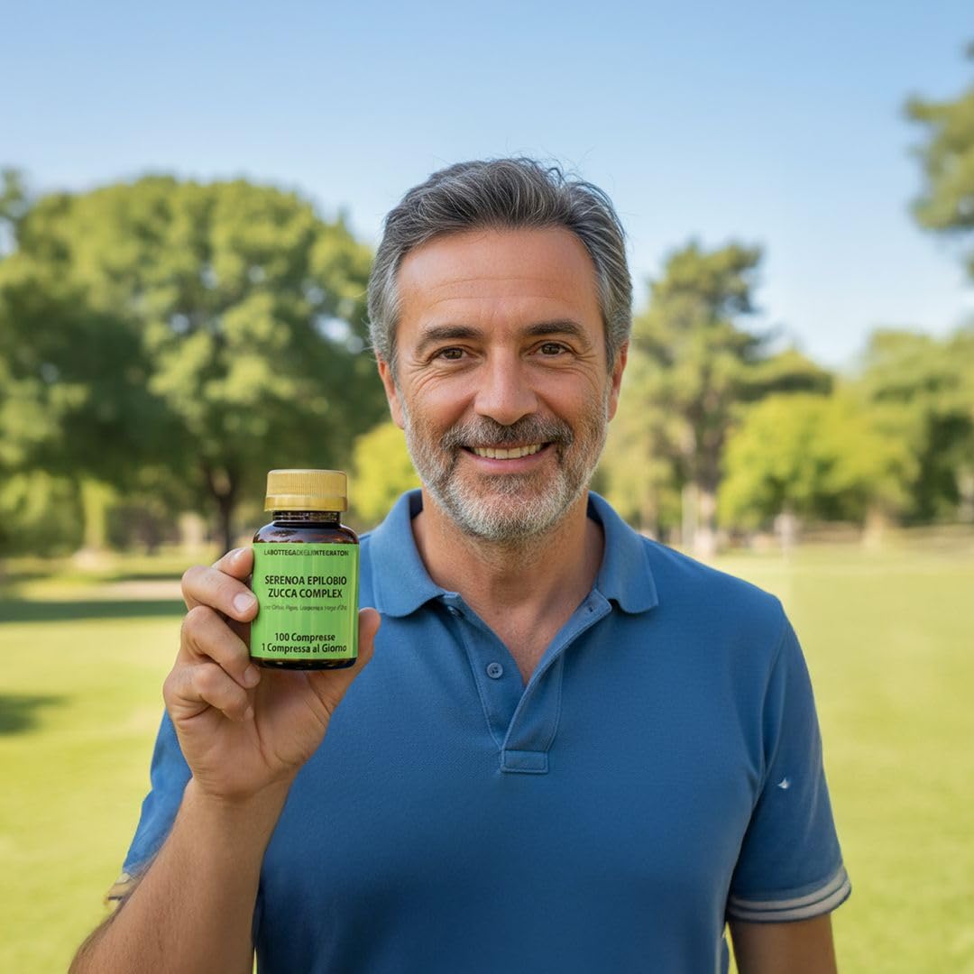 Serenoa Epilobio Zucca Complex con Ortica Pygeum Africanum Licopene e Verga D'Oro 100 Compresse, 1 al Giorno | Integratore per la Prostata e per le Vie Urinarie