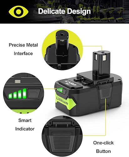 Miniatura 5 de Batería de repuesto de 5500 mAh para batería Ryobi de 18 V, compatible con batería Ryobi P102 P103 P104 P105 P106 P107 P109 P122 y herramientas