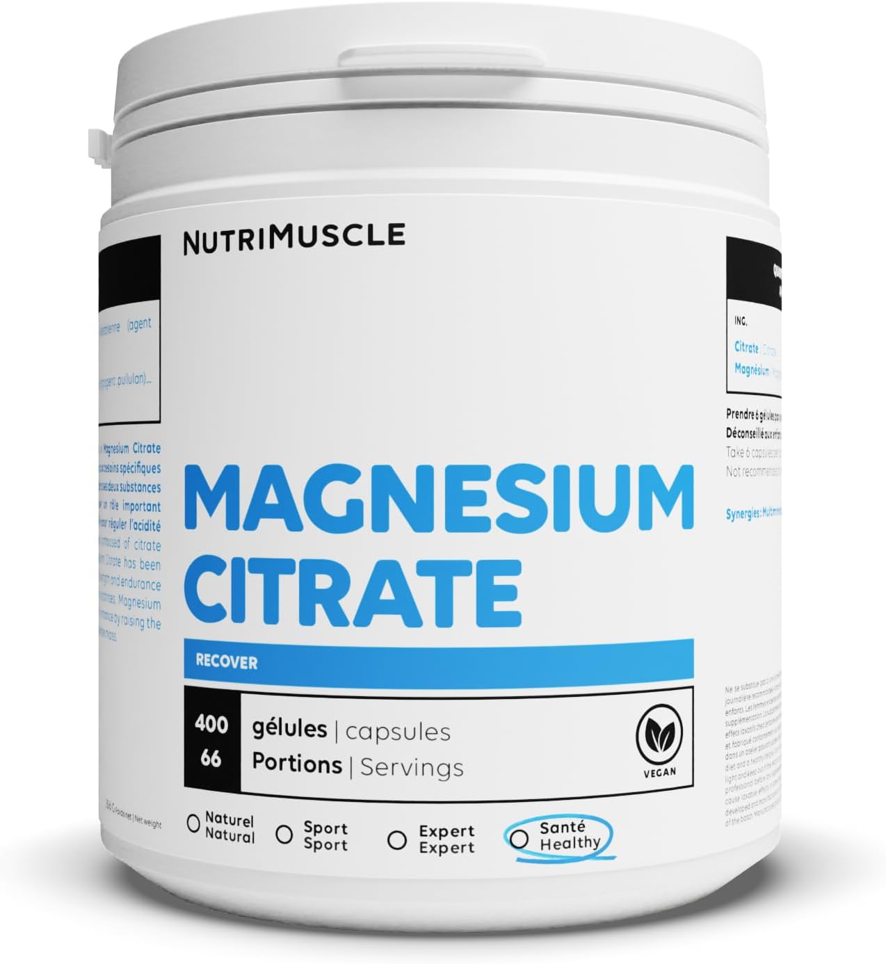 Citrate de Magnésium 100 Pur Minéraux français • Dosé pour les