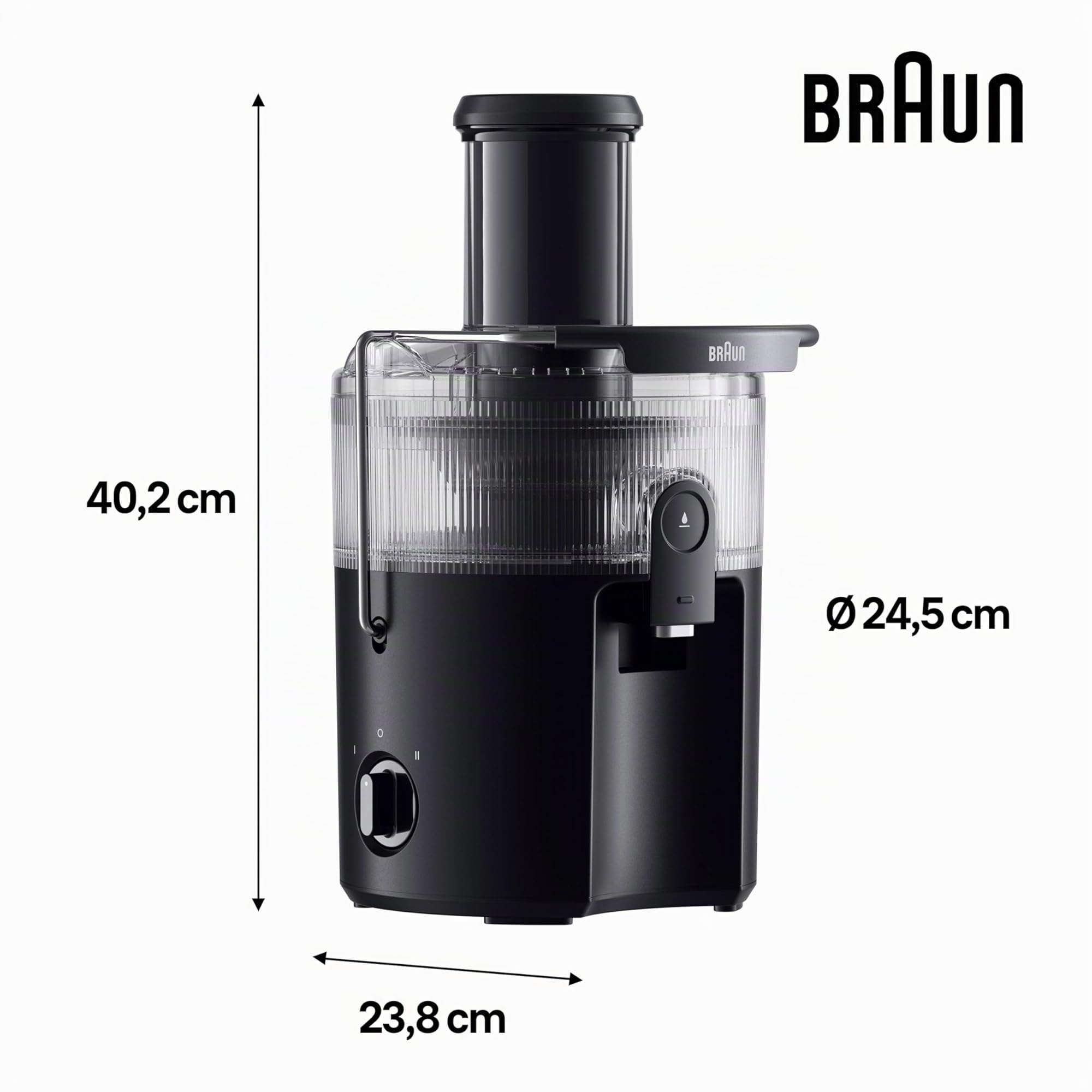 Braun MultiJuice 5 SJ5000, Estrattore Succo Centrifuga, Tecnologia ColdXtract, Tubo di Riempimento 75 mm, Contenitore 1.5L, Sistema Antigoccia e di Sicurezza Quadruplo, Filtro Acciaio Inox, 800W, Nero