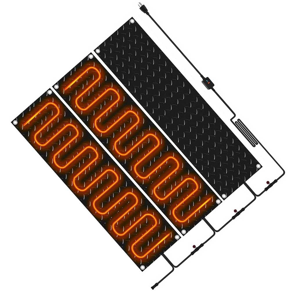 Tapis Chauffant pour Faire Fondre la Neige, Tapis Chauffants d'extérieur avec Température Réglable à 149 °F, pour Faire Fondre la Neige et la Glace sur les Allées, les Toits,3 pcs,25.4x109.2cm